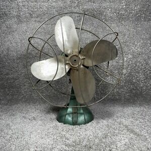 Chicago Electric Desk Fan Green 1930s Sterling Rare Vintage Art Deco